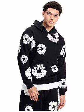 Denim Tears Black Hoodie White Wreath Hoodie